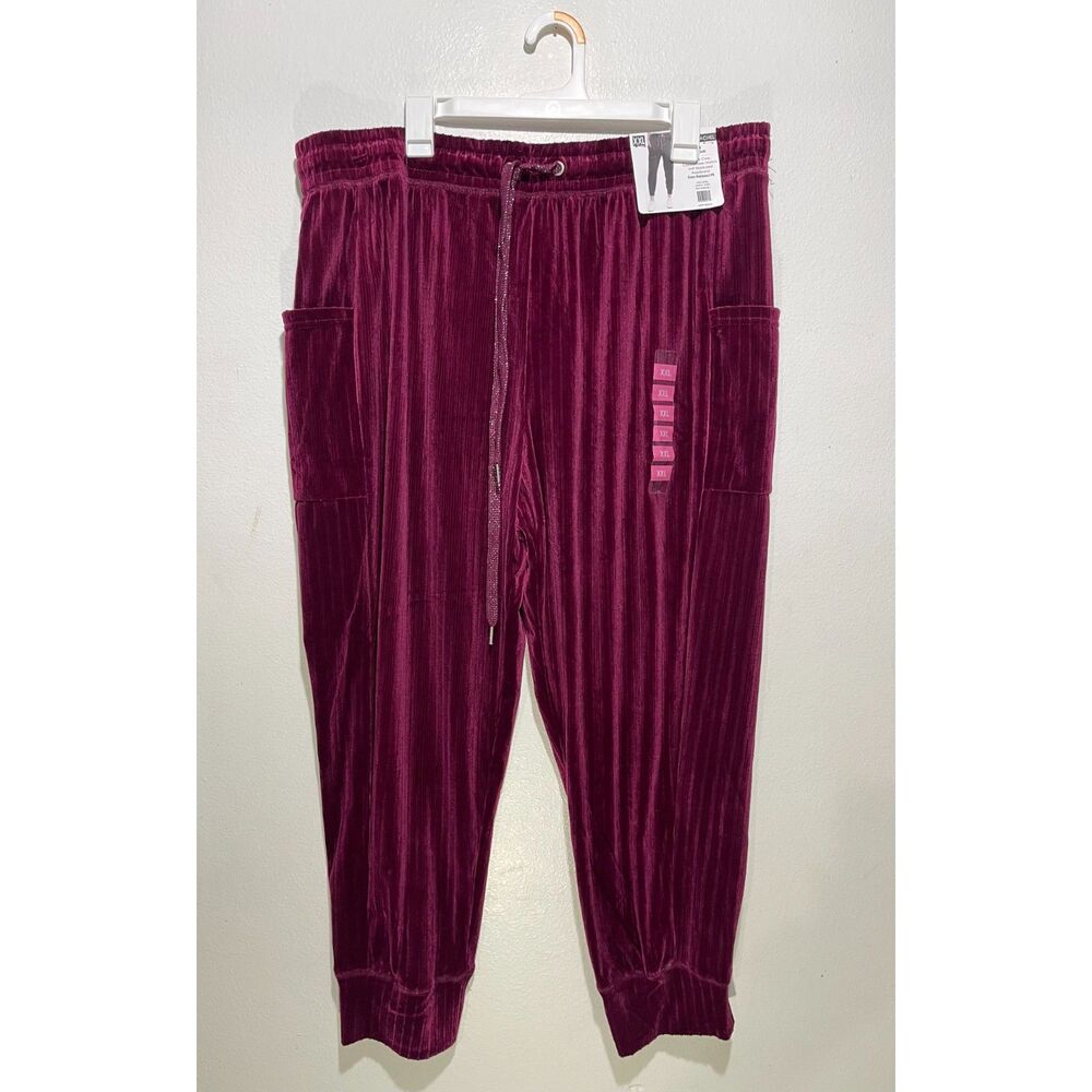 Sac & Rachel rib velour jogger pant red burgundy loungewear relaxedfit women XXL